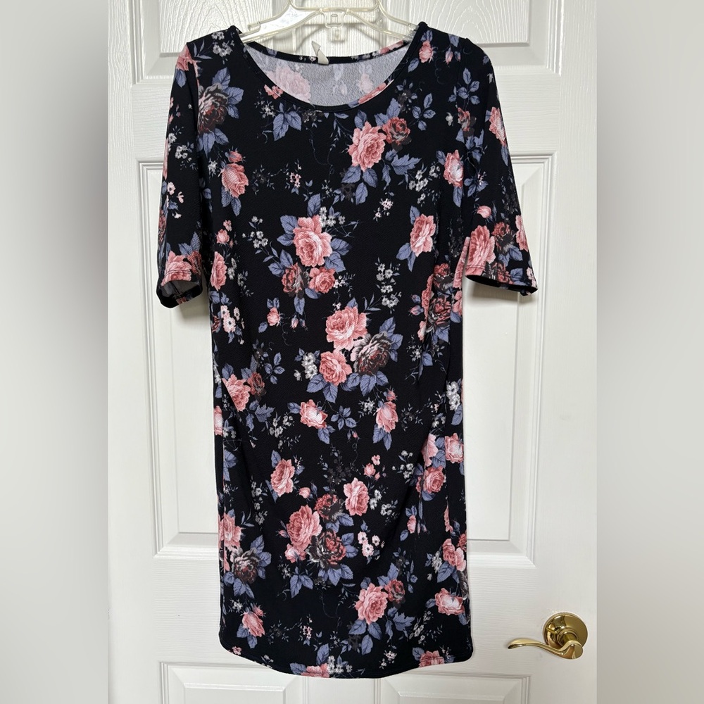 Pinkblush Pink and Navy Floral Sheath Midi Dress